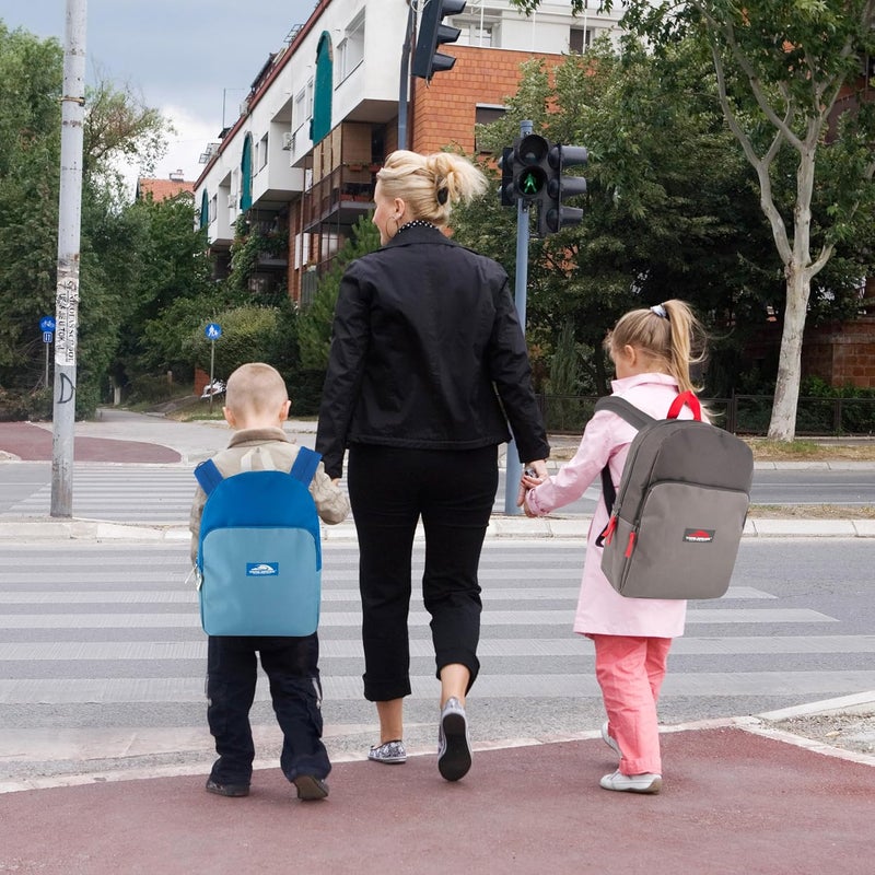 Trailmaker Color Block Backpacks for School Boys and Girls, 15 Inch Two Tone Colorful Small Travel Backpack for Kids (Grey) - Image 5